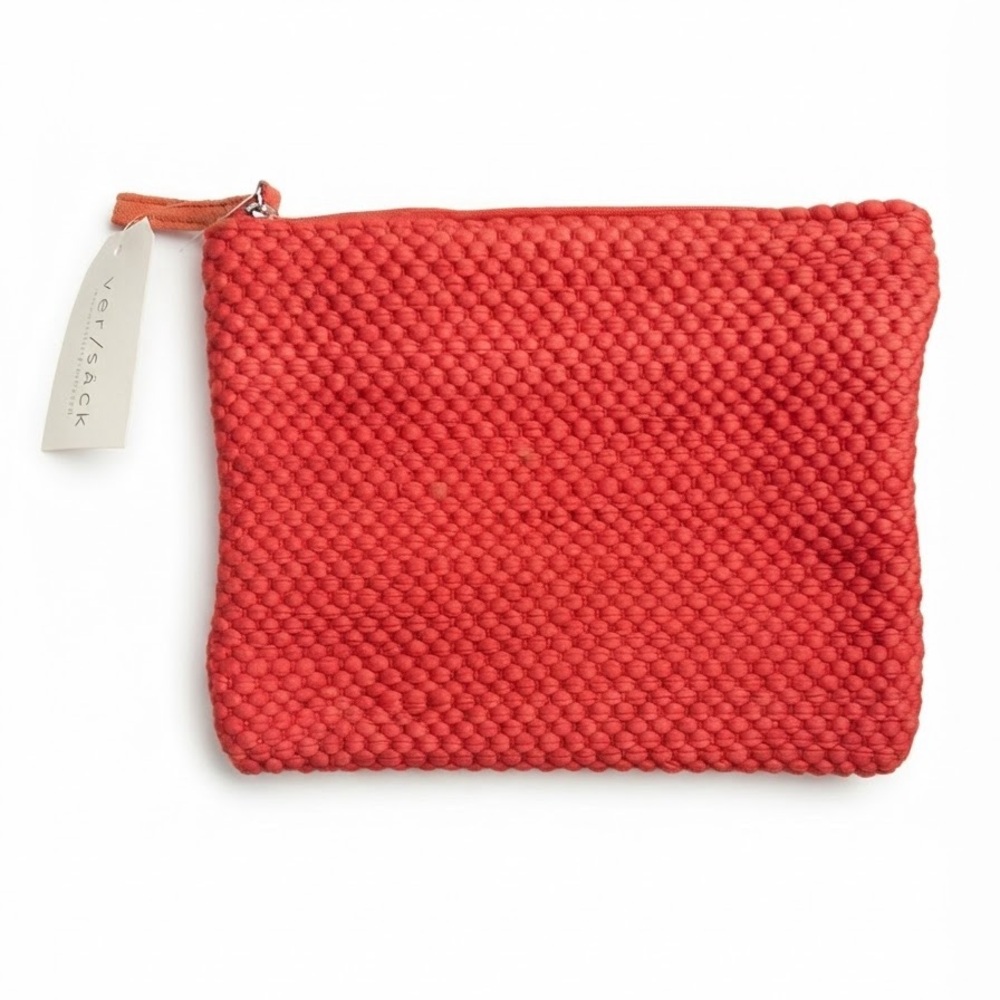 NWT ver/sack Crimson Woven Textured Cosmetic Pouch Zipper Bag
